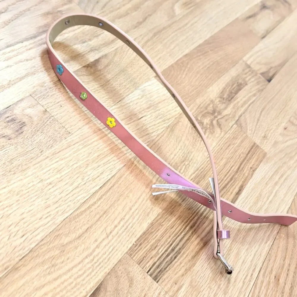 Target Girls pink, metallic Faux leather belt colorful flower